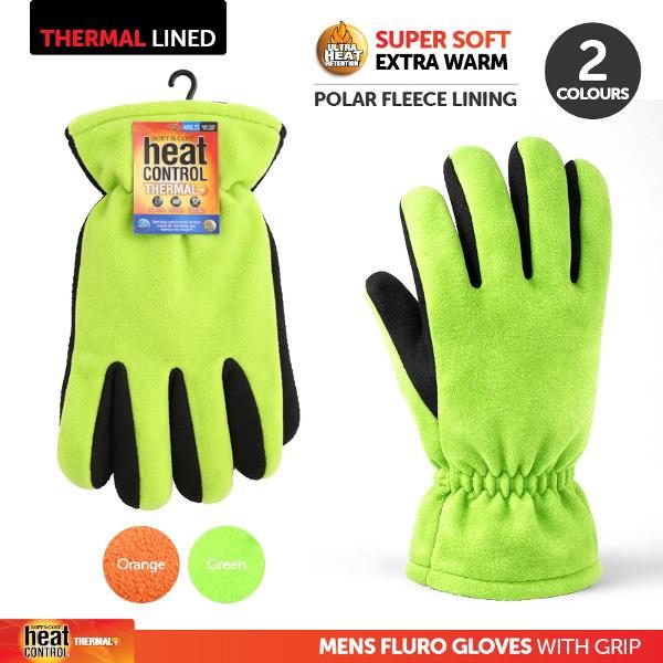 Adults Thermal Lined Keep Dry Fluro Work Gloves With Grip 2 Assorted