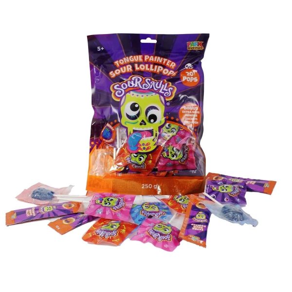 Sour Skulls Tongue Painter 20PK Lollipops 250g