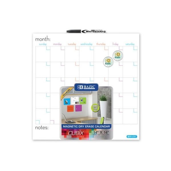 BAZIC Magnetic Dry Erase Calendar Tile - 35.6 x 35.6cm