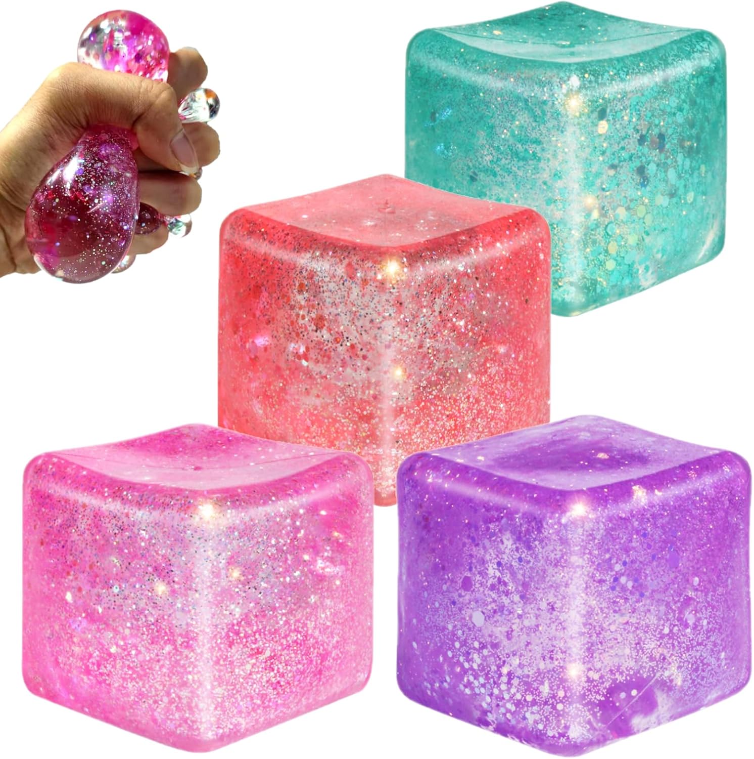 Squish Glitter Cube