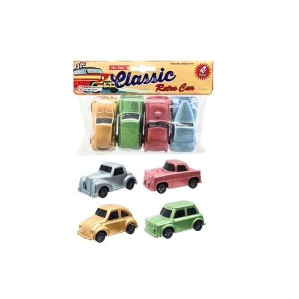 Classic Retro Pull Back Car 4PK
