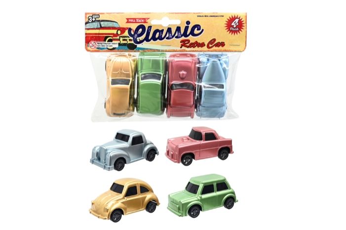 Classic Retro Pull Back Car 4PK