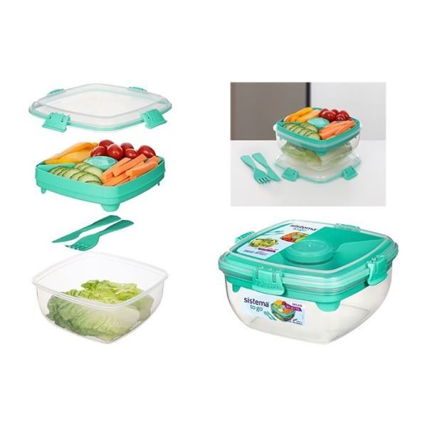 Sistema Salad To Go Container - Minty Teal 1.1L