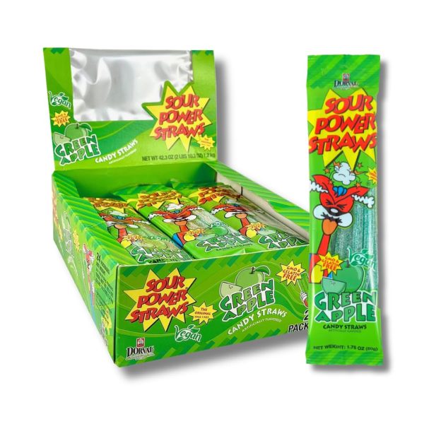 Sour Power Straws Green Apple 50g