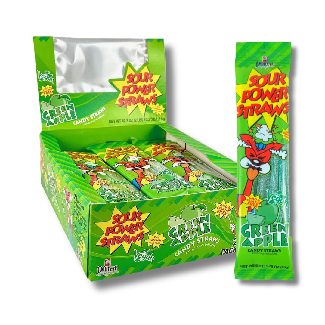 Sour Power Straws Green Apple 50g
