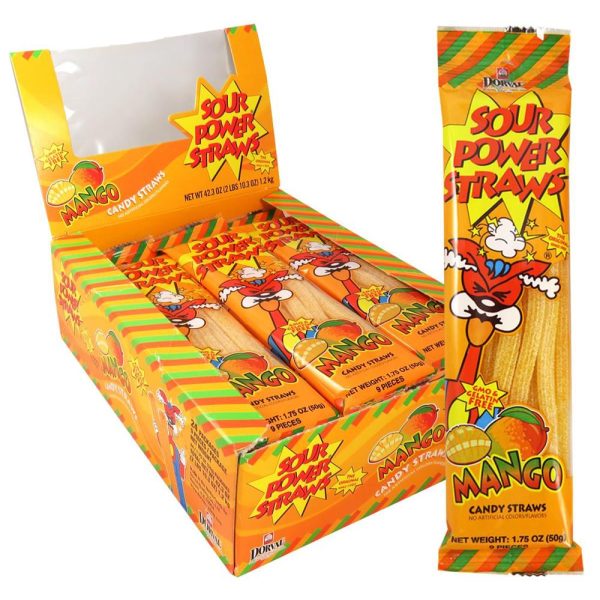 US Dorval Sour Power Straws 50g - Mango