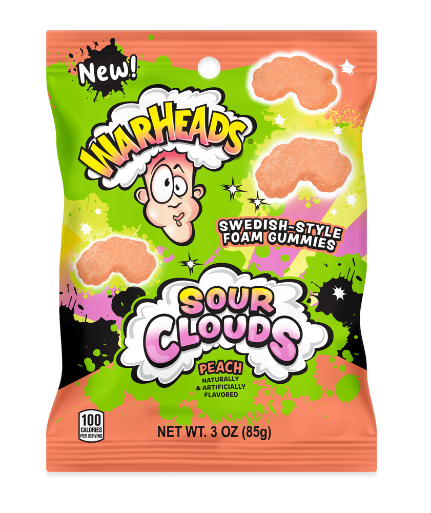 Warheads Sour Clouds Peg Bag Peach 85g