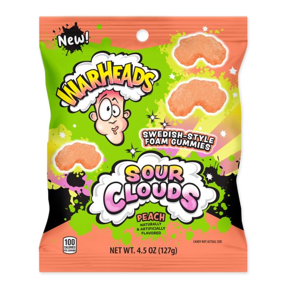 Warheads Sour Clouds Peg Bag Peach 128g