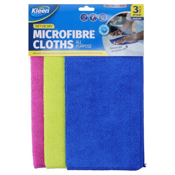 Microfibre Multipurpose Cloth 30cm x 30cm - 3pk