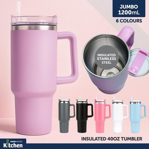 Drink Bottle with Straw (Insulated) Assorted Colours 1.2L