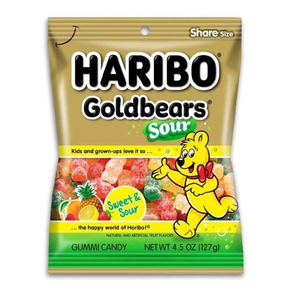 Haribo Peg Bag Sour Gold Bears 128g
