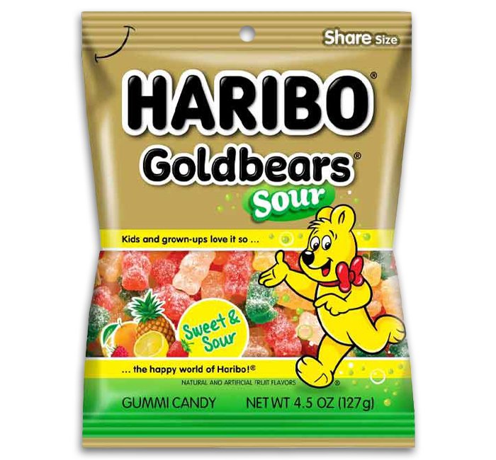 Haribo Peg Bag Sour Gold Bears 128g