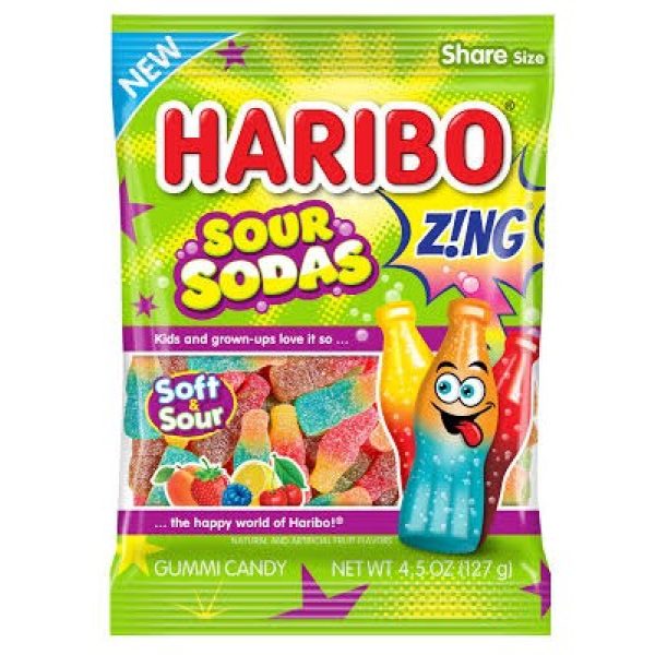 Haribo Peg Bag Zing Sour Sodas 128g