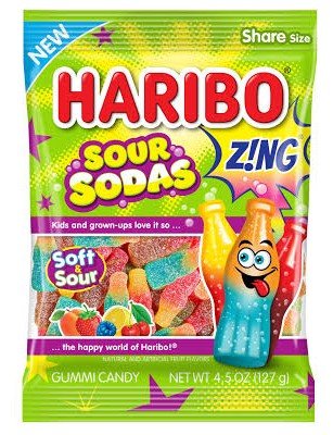 Haribo Peg Bag Zing Sour Sodas 128g