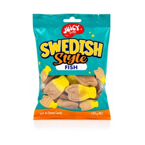 Juicy Jelly Swedish Banana Toffee Fish Hang Bag 100g
