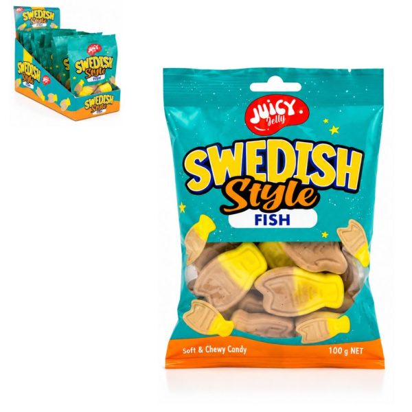 Juicy Jelly Swedish Banana Toffee Fish Hang Bag 100g