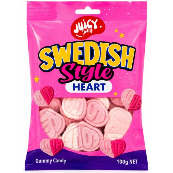 Juicy Jelly Swedish Vanilla & Strawberry Heart Hang Bag 100g