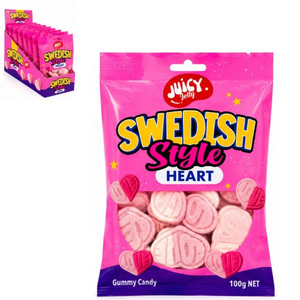 Juicy Jelly Swedish Vanilla & Strawberry Heart Hang Bag 100g
