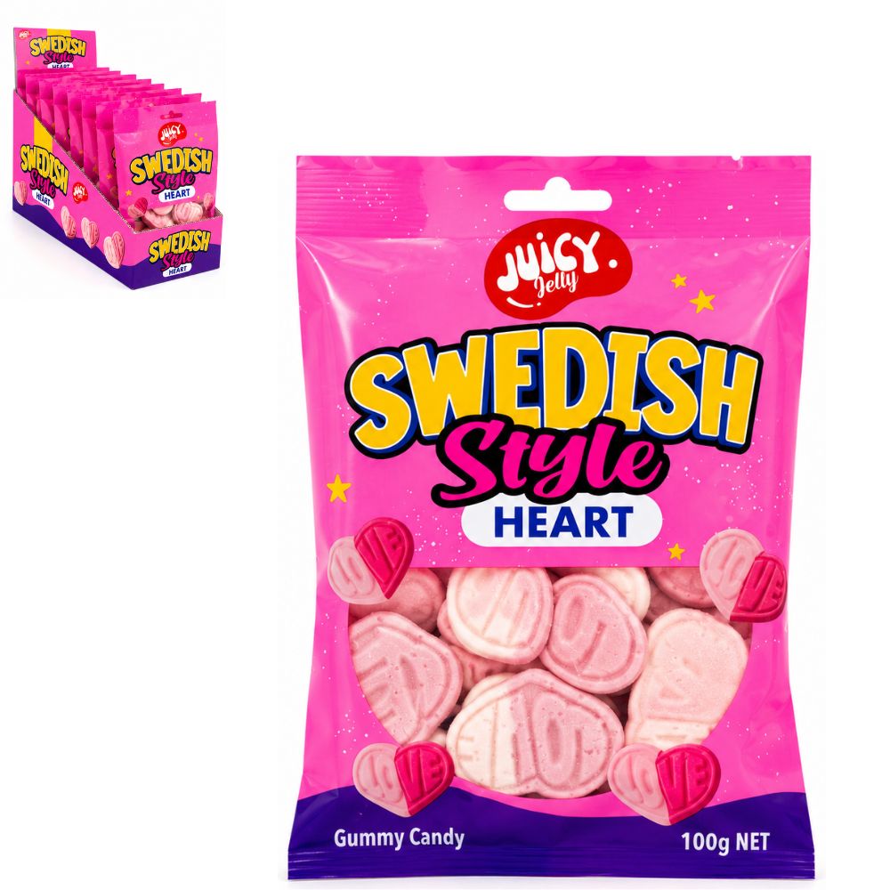 Juicy Jelly Swedish Vanilla & Strawberry Heart Hang Bag 100g