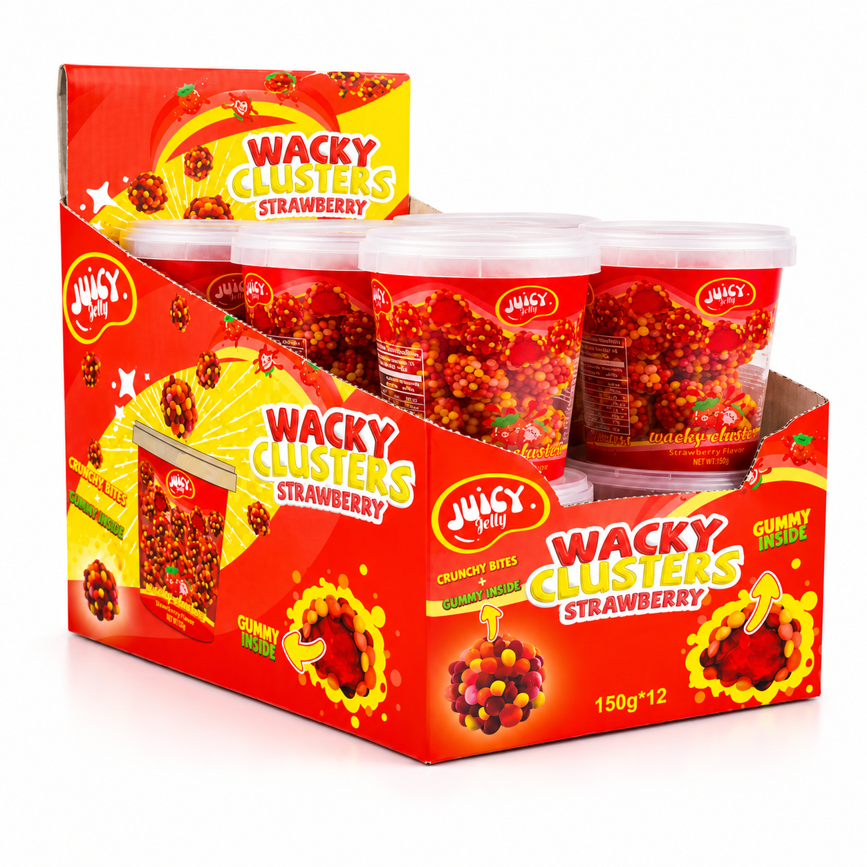 Juicy Jelly Wacky Clusters Strawberry Tub 150g