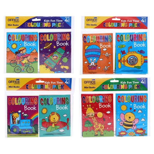 Kids Mini 4PK Colouring Books 135mm x 105mm
