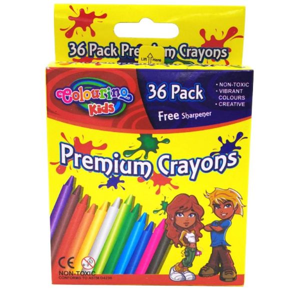 36PK Crayon Set With Sharpener (7.5CM LONG)