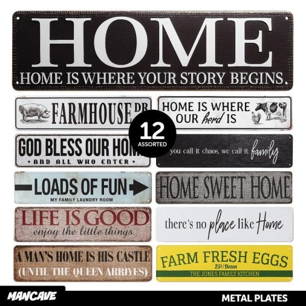 Man Cave Accessories Metal Sign Rectangular Shape 12 Assorted Framhouse Designs 10cm x 40cm