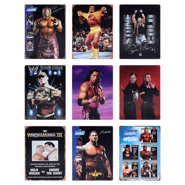 Man Cave Accessories Metal Sign Wrestling Legends Series 1- 18 Assorted Designs 30cm x 40cm