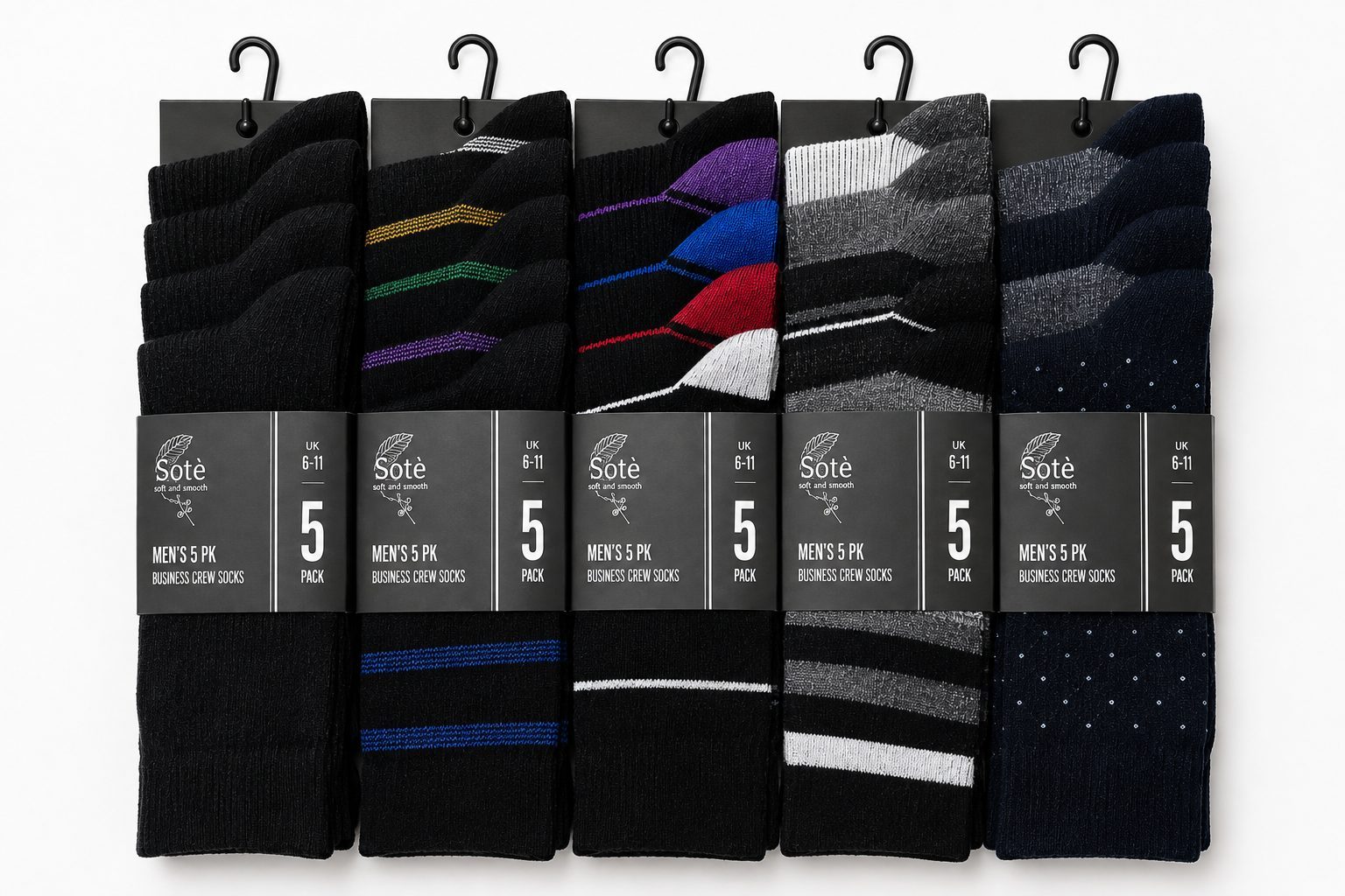 Men's 5Pk Business Crew Socks