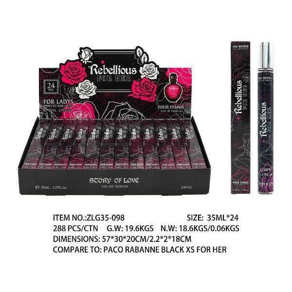 35ML Rebllious For Her - Smells like Paco Robanne Black XS for Her