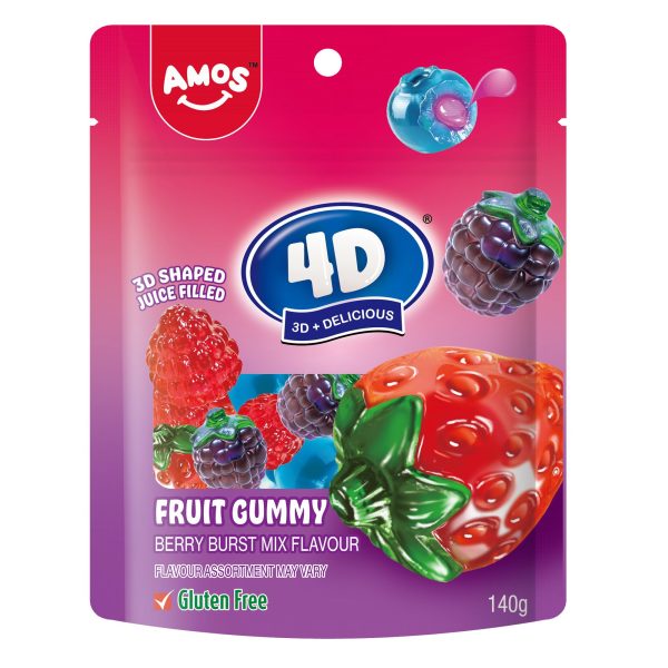 Amos 4D Fruit Gummy Berry Burst Mix 140g