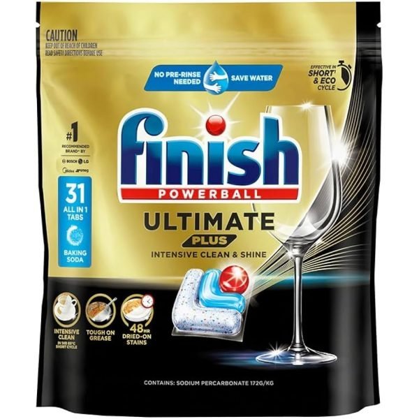 Finish PK31 Dishwasher Tablets Powerball Ultimate Plus All In 1 Baking Soda